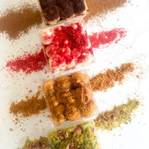 Personalised Tiramisu Treatbox | Alcohol-Free, Halal | Favourite Flavours (box of 4 different dessert cup flavours)